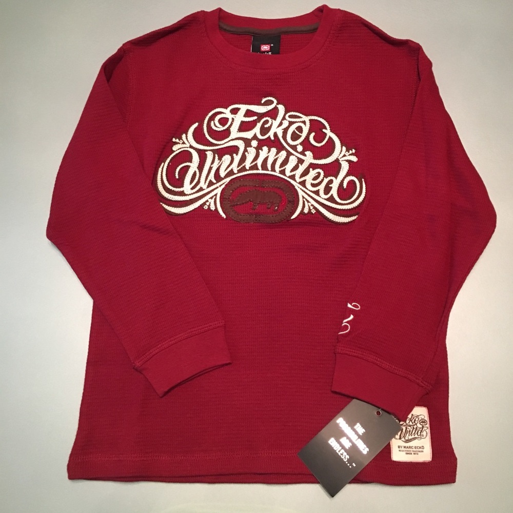 NWT: Ecko Unlimited LS Waffle-Knit Graphic Tee